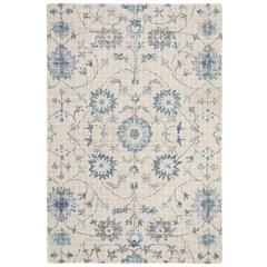 BLOSSOM, SILVER / BLUE, 5' X 8', Area Rug