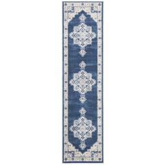 BRENTWOOD, Navy / Creme, 2' X 6', Area Rug
