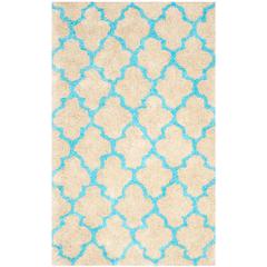 SG-BSG-Barcelona Shag, CREAM / BLUE, 5' X 8', Area Rug