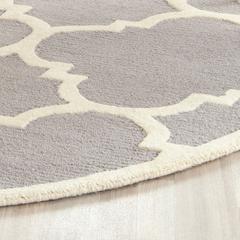 CAMBRIDGE, SILVER / IVORY, 4' X 4' Round, Area Rug, CAM140D-4R