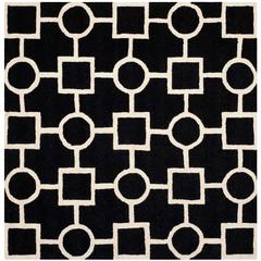 CAMBRIDGE, BLACK / IVORY, 8' X 8' Square, Area Rug, CAM143E-8SQ
