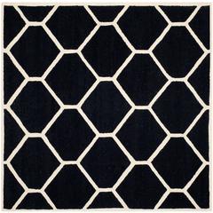 CAMBRIDGE, BLACK / IVORY, 8' X 8' Square, Area Rug, CAM144E-8SQ