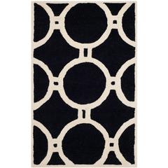 CAMBRIDGE, BLACK / IVORY, 2'-6" X 4', Area Rug, CAM145E-24