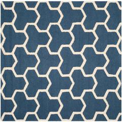 CAMBRIDGE, NAVY BLUE / IVORY, 8' X 8' Square, Area Rug, CAM146G-8SQ