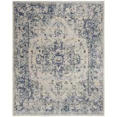 CHARLESTON, IVORY / NAVY, 9' X 12', Area Rug