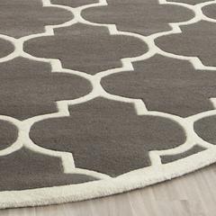 CHATHAM, DARK GREY / IVORY, 5' X 5' Round, Area Rug, CHT733D-5R