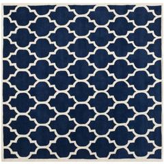 CHATHAM, DARK BLUE / IVORY, 7' X 7' Square, Area Rug, CHT734C-7SQ