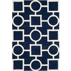 CHATHAM, DARK BLUE / IVORY, 4' X 6', Area Rug, CHT737C-4