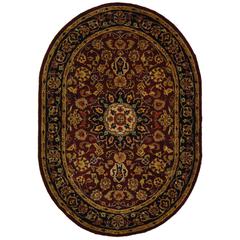CLASSIC, BURGUNDY / NAVY, 7'-6" X 9'-6" Oval, Area Rug