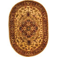 CLASSIC, LIGHT GOLD / RED, 7'-6" X 9'-6" Oval, Area Rug