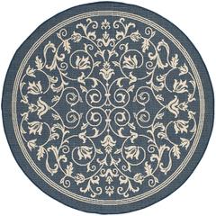 COURTYARD, NAVY / BEIGE, 6'-7" X 6'-7" Round, Area Rug, CY2098-268-7R