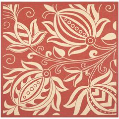 COURTYARD, RED / NATURAL, 7'-10" X 7'-10" Square, Area Rug, CY2961-3707-8SQ