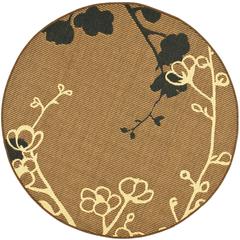 COURTYARD, BROWN NATURAL / BLACK, 6'-7" X 6'-7" Round, Area Rug