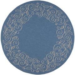 COURTYARD, BLUE / BEIGE, 7'-10" X 7'-10" Round, Area Rug, CY5139C-8R