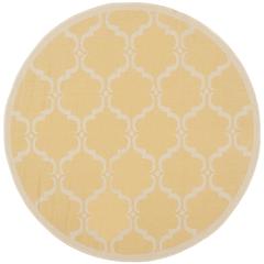 COURTYARD, YELLOW / BEIGE, 5'-3" X 5'-3" Round, Area Rug