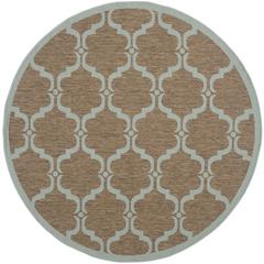 COURTYARD, BROWN / AQUA, 6'-7" X 6'-7" Round, Area Rug, CY6009-337-7R