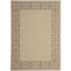 COURTYARD, CREAM / LIGHT CHOCOLATE, 6'-7" X 9'-6", Area Rug