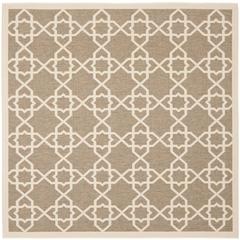 COURTYARD, BROWN / BEIGE, 7'-10" X 7'-10" Square, Area Rug