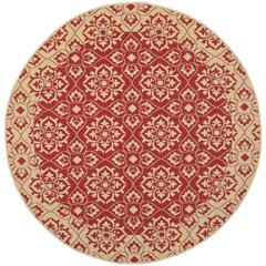 COURTYARD, RED / CREME, 7'-10" X 7'-10" Round, Area Rug