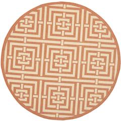COURTYARD, TERRACOTTA / CREAM, 6'-7" X 6'-7" Round, Area Rug