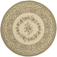 COURTYARD, CREAM / GREEN, 6'-7" X 6'-7" Round, Area Rug, CY7208-14A5-7R