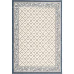 COURTYARD, BEIGE / NAVY, 6'-7" X 9'-6", Area Rug, CY7427-258A22-6