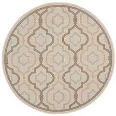 COURTYARD, BEIGE / DARK BEIG, 6'-7" X 6'-7" Round, Area Rug