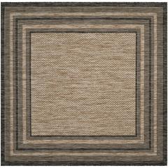 COURTYARD, NATURAL / BLACK, 6'-7" X 6'-7" Square, Area Rug, CY8475-37312-7SQ