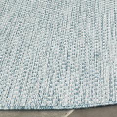 COURTYARD, AQUA / GREY, 6'-7" X 6'-7" Round, Area Rug, CY8521-37121-7R