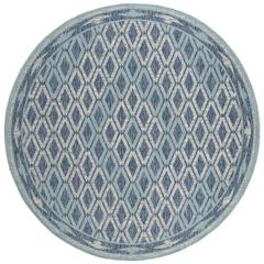 COURTYARD, NAVY / AQUA, 6'-7" X 6'-7" Round, Area Rug