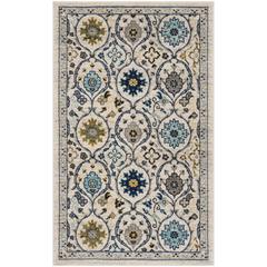 EVOKE, IVORY / BLUE, 3' X 5', Area Rug, EVK210C-3