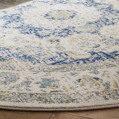 EVOKE, IVORY / BLUE, 5'-1" X 5'-1" Round, Area Rug, EVK220C-5R