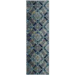 EVOKE, ROYAL / LIGHT BLUE, 2'-2" X 9', Area Rug