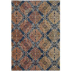 EVOKE, BLUE / ORANGE, 5'-1" X 7'-6", Area Rug, EVK230S-5