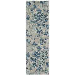 EVOKE, GREY / LIGHT BLUE, 2'-2" X 7', Area Rug