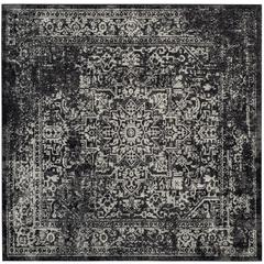 EVOKE, BLACK / GREY, 6'-7" X 6'-7" Square, Area Rug