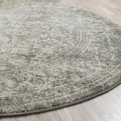 EVOKE, SILVER / IVORY, 5'-1" X 5'-1" Round, Area Rug, EVK256S-5R