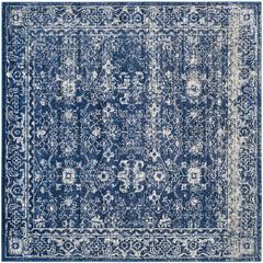 EVOKE, NAVY / IVORY, 6'-7" X 6'-7" Square, Area Rug, EVK270A-7SQ