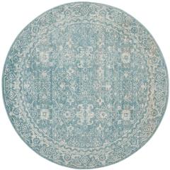 EVOKE, LIGHT BLUE / IVORY, 5'-1" X 5'-1" Round, Area Rug, EVK270D-5R