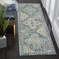 EVOKE, LIGHT BLUE / IVORY, 2'-2" X 9', Area Rug, EVK274C-29