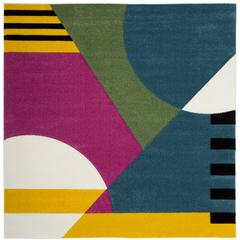 HOLLYWOOD, PEACOCK BLUE / FUCHSIA, 6'-7" X 6'-7" Square, Area Rug