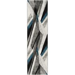 HOLLYWOOD, GREY / TEAL, 2'-3" X 12', Area Rug, HLW710D-212