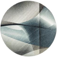 HOLLYWOOD, GREY / TEAL, 6'-7" X 6'-7" Round, Area Rug, HLW715D-7R