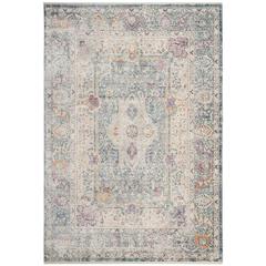 ILLUSION, TEAL / CREAM, 4' X 4' Square, Area Rug