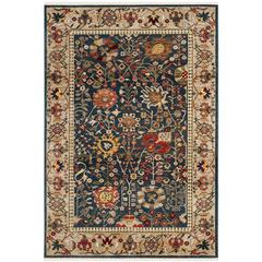 KASHAN, BLUE / TAN, 5'-1" X 7'-5", Area Rug