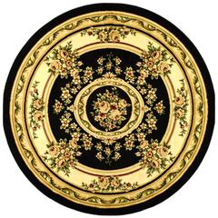 LYNDHURST, BLACK / IVORY, 8' X 8' Round, Area Rug, LNH218A-8R