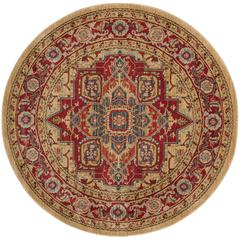 MAHAL, RED / NATURAL, 9' X 9' Round, Area Rug