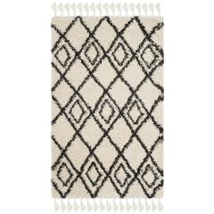 MOROCCAN FRINGE SHAG 200, CREAM / CHARCOAL, 3' X 5', Area Rug, MFG244B-3
