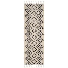 MOROCCAN FRINGE SHAG 200, CREAM / CHARCOAL, 2'-3" X 9', Area Rug, MFG245B-29