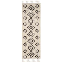 MOROCCAN FRINGE SHAG 200, CREAM / CHARCOAL, 2'-3" X 7', Area Rug, MFG246B-27